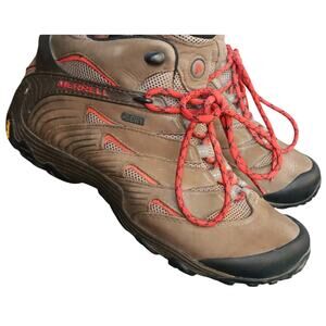 Merrell Mens Boulder Hiking Boot 8.5 Waterproof Brown Suede Mid Vibram Outdoor